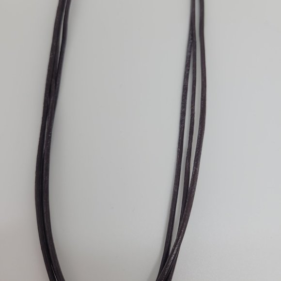 3 Strand Distressed Leather Necklace with Cowboy Boot Pendant - Picture 6 of 6